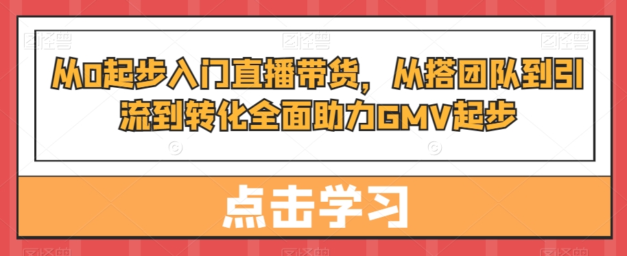 从0起步入门直播带货，​从搭团队到引流到转化全面助力GMV起步-财虎网络科技