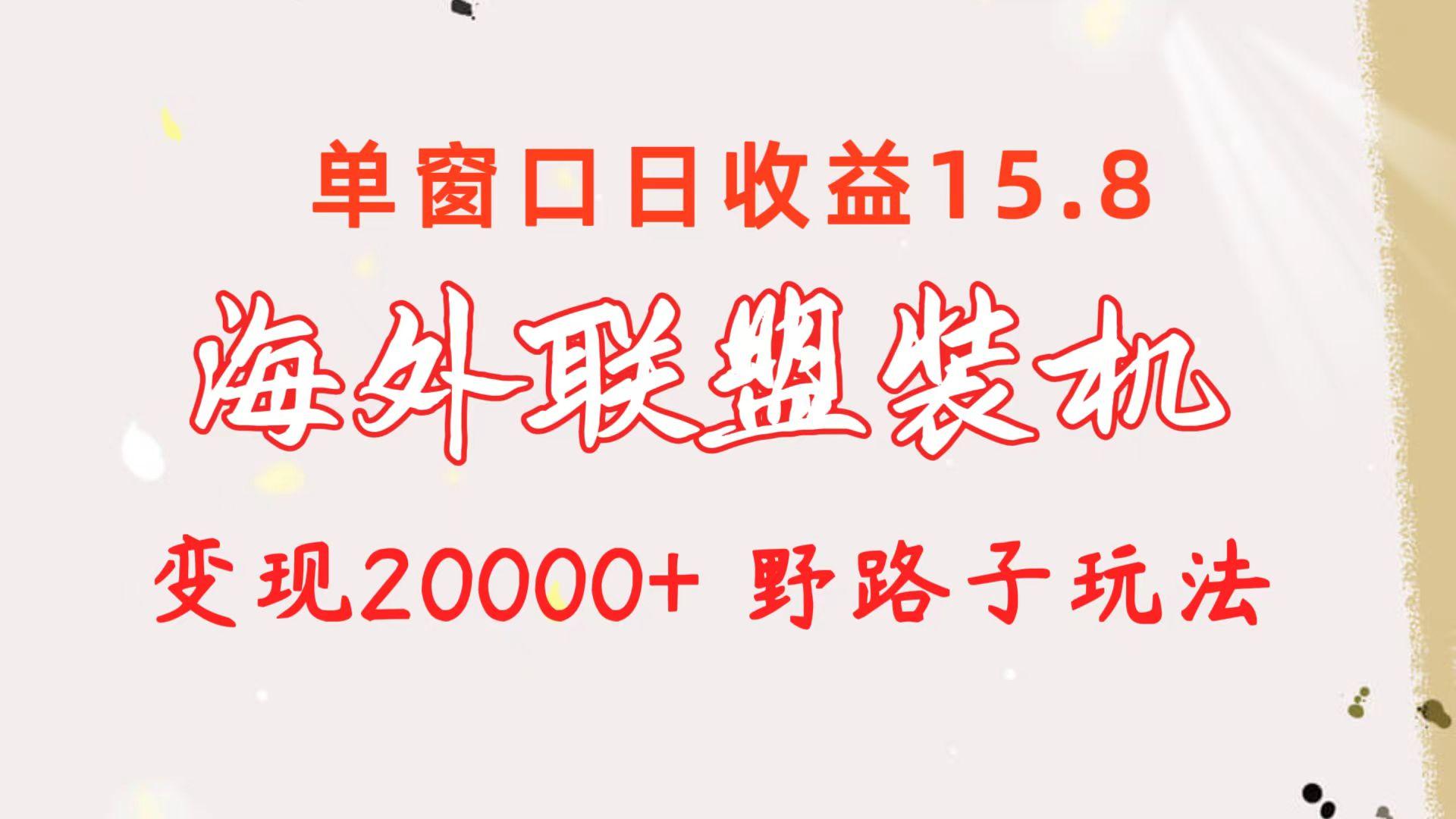 海外联盟装机 单窗口日收益15.8  变现20000+ 野路子玩法-财虎网络科技