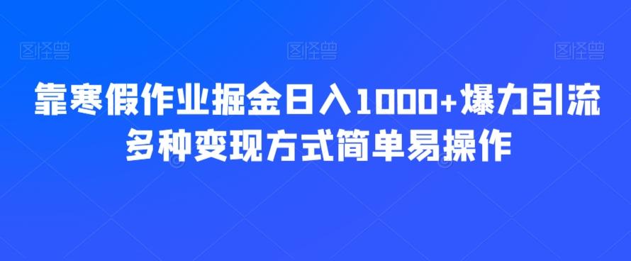 靠寒假作业掘金日入1000+爆力引流多种变现方式简单易操作-财虎网络科技