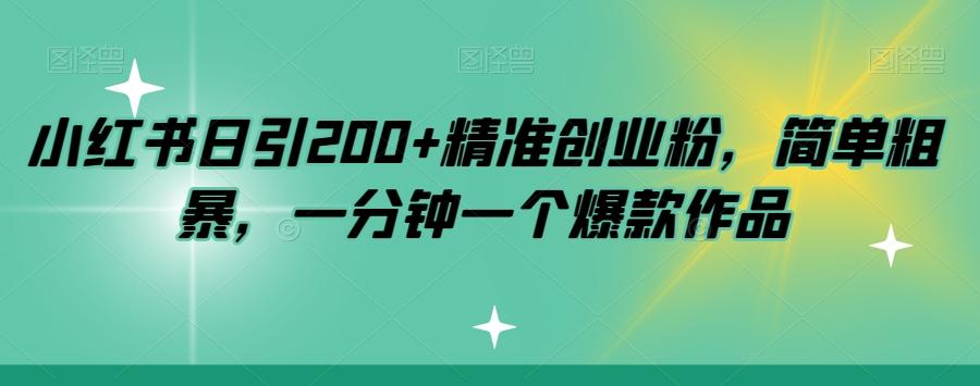小红书日引200+精准创业粉，简单粗暴，一分钟一个爆款作品【揭秘】-财虎网络科技