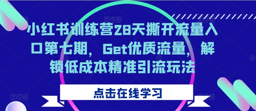 小红书训练营28天撕开流量入口第七期，Get优质流量，解锁低成本精准引流玩法-财虎网络科技