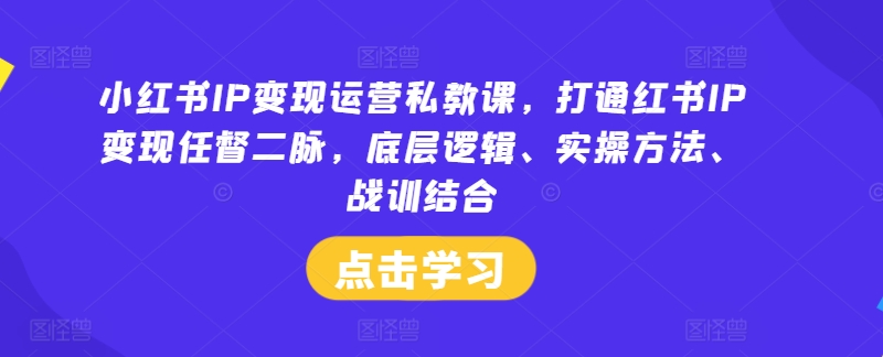 小红书IP变现运营私教课，打通红书IP变现任督二脉，底层逻辑、实操方法、战训结合-财虎网络科技