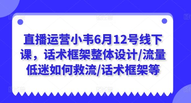 直播运营小韦6月12号线下课，话术框架整体设计/流量低迷如何救流/话术框架等-财虎网络科技