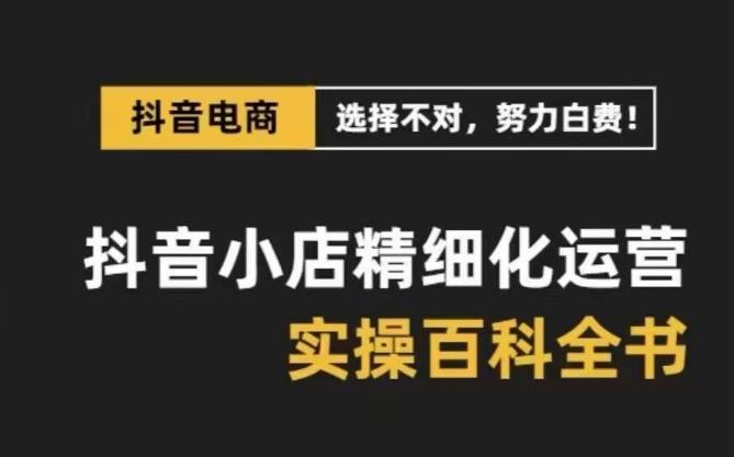 抖音小店精细化运营百科全书，保姆级运营实操讲解-财虎网络科技