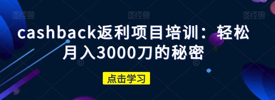 cashback返利项目培训：轻松月入3000刀的秘密-财虎网络科技