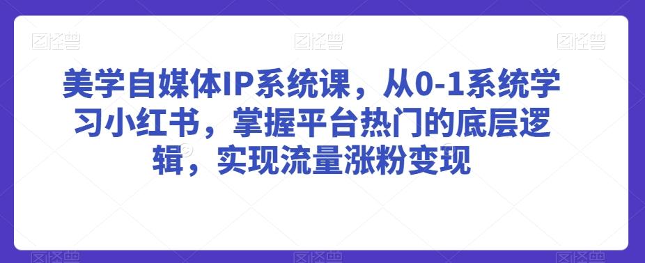 美学自媒体IP系统课，从0-1系统学习小红书，掌握平台热门的底层逻辑，实现流量涨粉变现-财虎网络科技