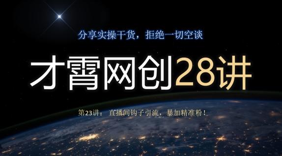 才霄网创28讲第23讲：直播间钩子引流，暴加精准粉！-财虎网络科技