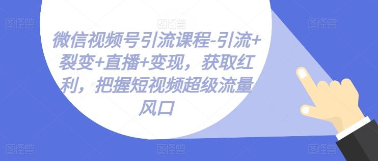 微信视频号引流课程-引流+裂变+直播+变现，获取红利，把握短视频超级流量风口-财虎网络科技