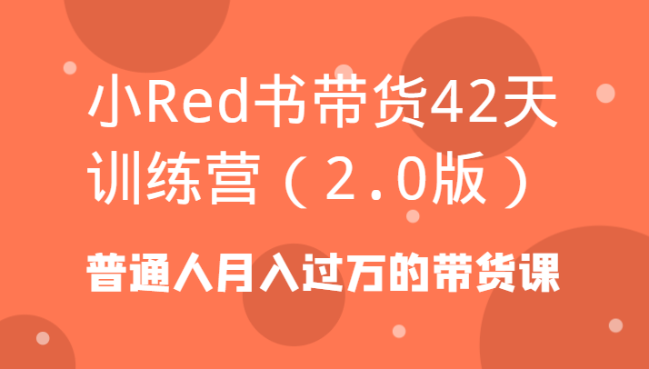 小Red书带货42天训练营(2.0版)普通人月入过万的带货课-财虎网络科技