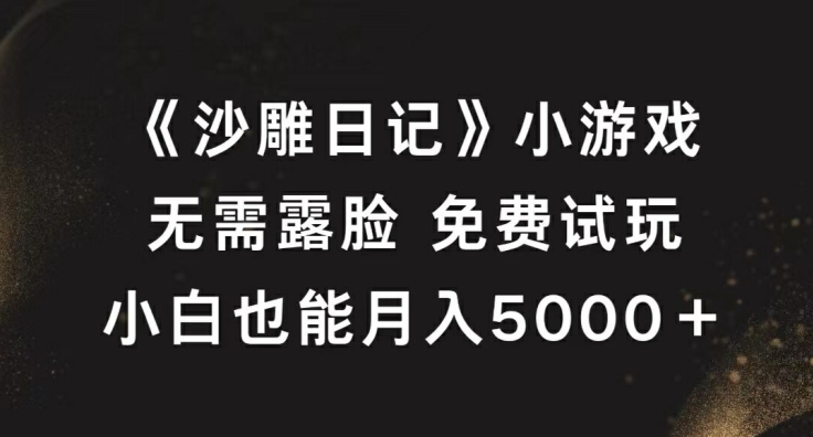 《沙雕日记》小游戏，无需露脸免费试玩，小白也能月入5000+【揭秘】-财虎网络科技