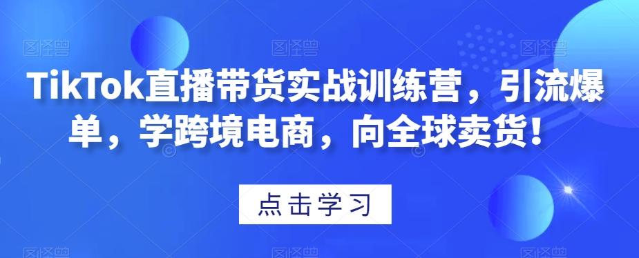 TikTok直播带货实战训练营,引流爆单,学跨境电商,向全球卖货!-财虎网络科技