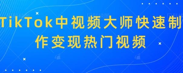TikTok中视频大师快速制作变现热门视频-财虎网络科技