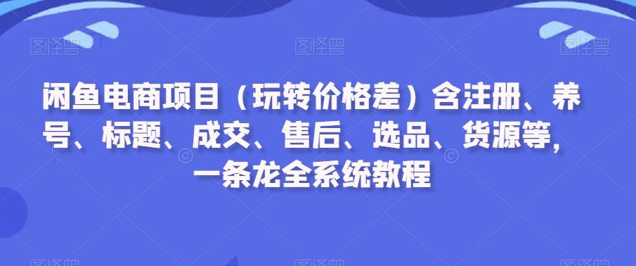 闲鱼电商项目(玩转价格差)含注册、养号、标题、成交、售后、选品、货源等，一条龙全系统教程-财虎网络科技