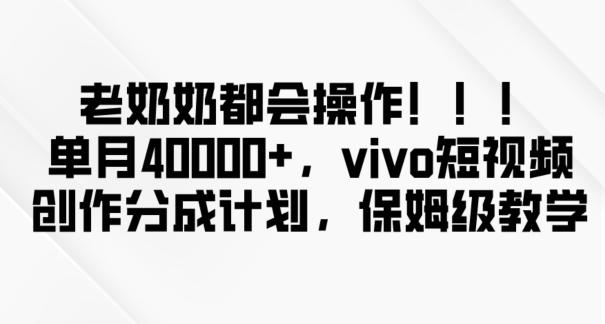 老奶奶都会操作，新平台无脑操作，单月40000+，vivo短视频创作分成计划【揭秘】-财虎网络科技
