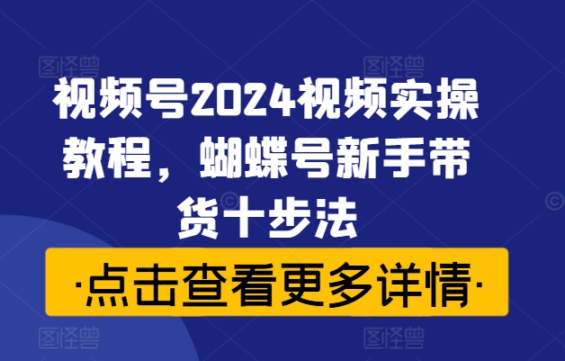 视频号2024视频实操教程，蝴蝶号新手带货十步法-财虎网络科技