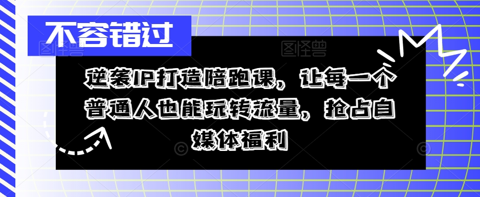 逆袭IP打造陪跑课，让每一个普通人也能玩转流量，抢占自媒体福利-财虎网络科技