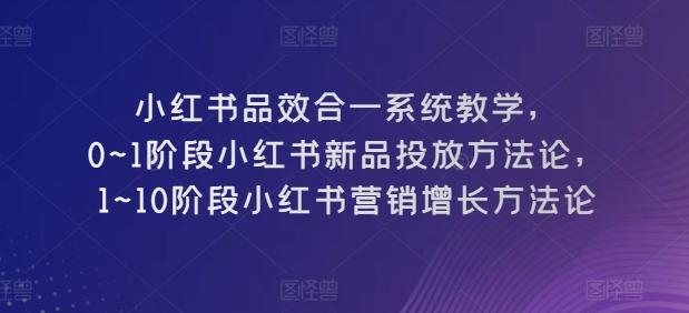 小红书品效合一系统教学，​0~1阶段小红书新品投放方法论，​1~10阶段小红书营销增长方法论-财虎网络科技