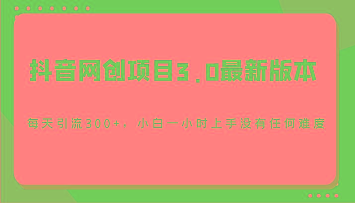 抖音网创项目3.0最新版本，每天引流300+，小白一小时上手没有任何难度-财虎网络科技