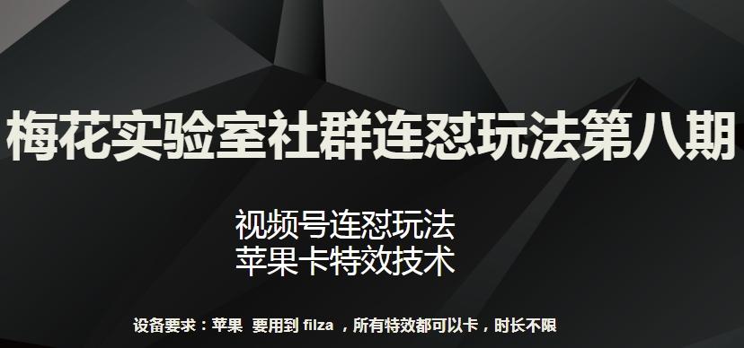 梅花实验室社群连怼玩法第八期，视频号连怼玩法 苹果卡特效技术【揭秘】-财虎网络科技