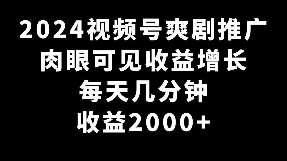 2024视频号爽剧推广，肉眼可见的收益增长，每天几分钟收益2000+-财虎网络科技
