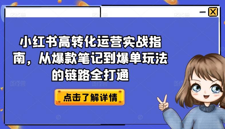 小红书高转化运营实战指南，从爆款笔记到爆单玩法的链路全打通-财虎网络科技