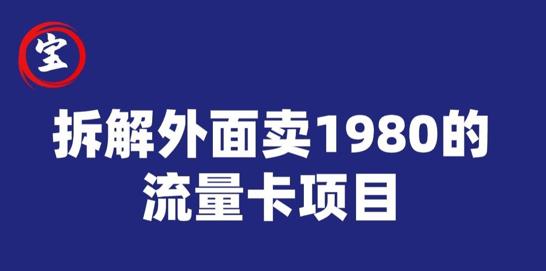 宝哥拆解外面卖1980手机流量卡项目，0成本无脑推广-财虎网络科技