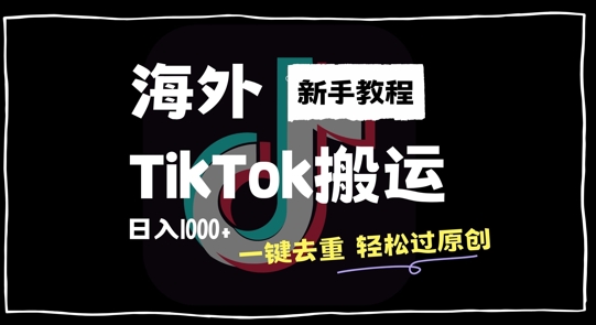 2024最新海外TikTok搬运玩法，一键去重轻松过原创，新手无经验也能日入1k【揭秘】-财虎网络科技