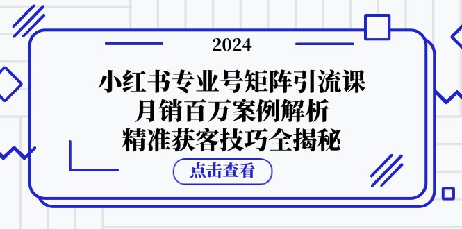 小红书专业号矩阵引流课，月销百万案例解析，精准获客技巧全揭秘-财虎网络科技
