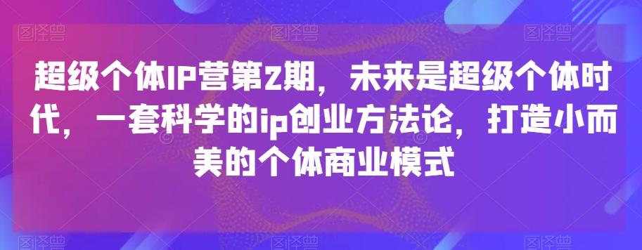 超级个体IP营第2期，未来是超级个体时代，一套科学的ip创业方法论，打造小而美的个体商业模式-财虎网络科技