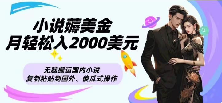 小说薅美金月轻松入2000美元项目、无脑搬运国内小说复制粘贴到国外、傻瓜式操作-财虎网络科技