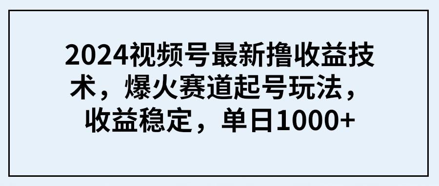 (9651期) 2024视频号最新撸收益技术，爆火赛道起号玩法，收益稳定，单日1000+-财虎网络科技