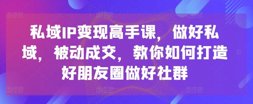 私域IP变现高手课，做好私域，被动成交，教你如何打造好朋友圈做好社群-财虎网络科技