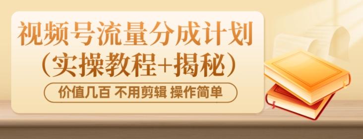 价值几百上千不用剪辑简单操作视频号流量分成计划（实操教程+揭秘）-财虎网络科技