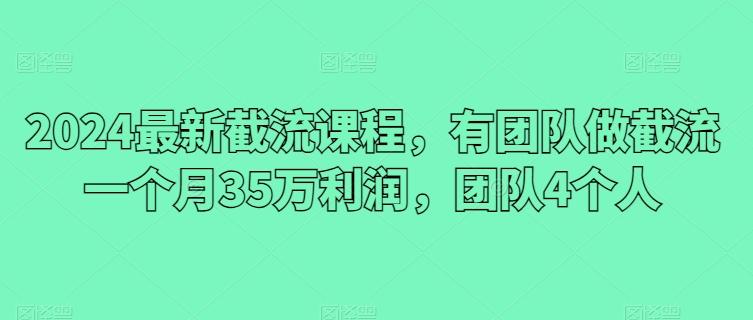 2024最新截流课程，有团队做截流一个月35万利润，团队4个人-财虎网络科技