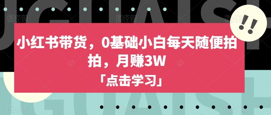 小红书带货，0基础小白每天随便拍拍，月赚3W【揭秘】-财虎网络科技