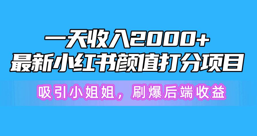 一天收入2000+，最新小红书颜值打分项目，吸引小姐姐，刷爆后端收益-财虎网络科技