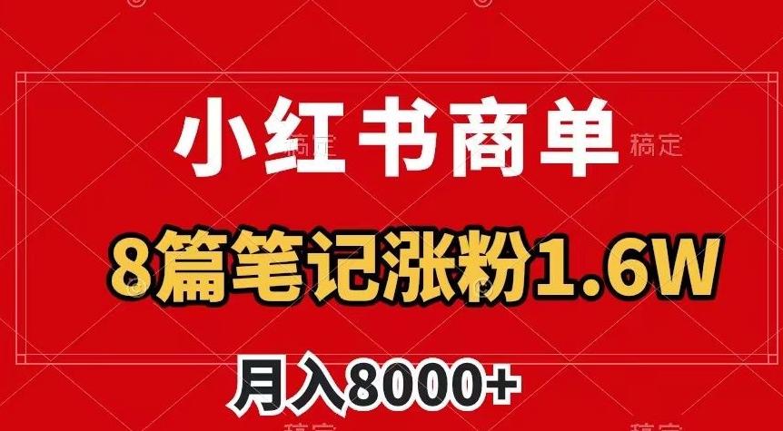 小红书商单最新玩法，8篇笔记涨粉1.6w，作品制作简单，月入8000+【揭秘】-财虎网络科技