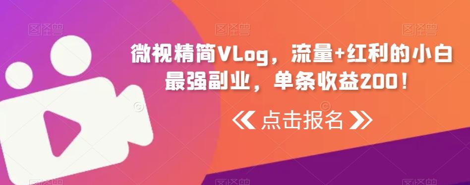 微视精简Vlog，流量+红利的小白最强副业，单条收益200！-财虎网络科技