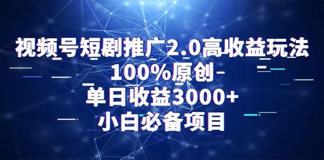 视频号短剧推广2.0高收益玩法，100%原创，单日收益3000+，小白必备项目-财虎网络科技