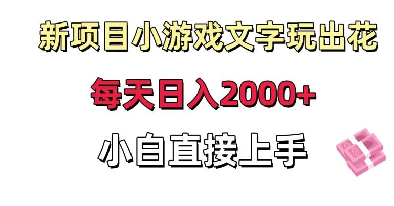 新项目小游戏文字玩出花日入2000+，每天只需一小时，小白直接上手【揭秘】-财虎网络科技