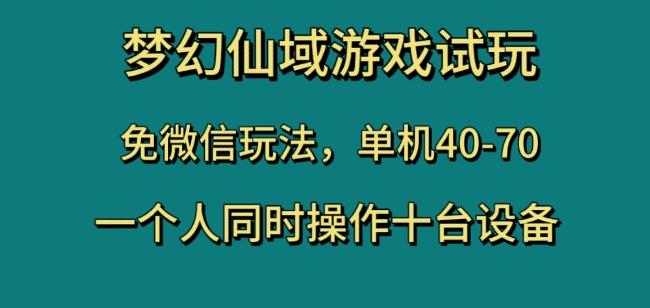 梦幻仙域游戏试玩，免微信玩法，单机40-70，一个人同时操作十台设备【揭秘】-财虎网络科技
