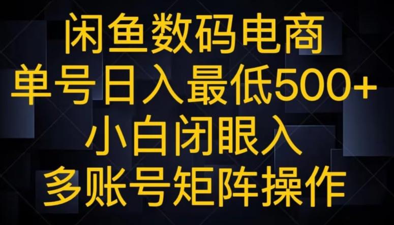 闲鱼数码电商，单号日入最低500+，小白闭眼入，多账号矩阵操作-财虎网络科技