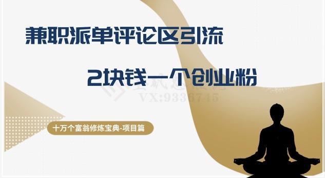 十万个富翁修炼宝典之11.兼职派单评论区引流，2块钱一个创业粉-财虎网络科技