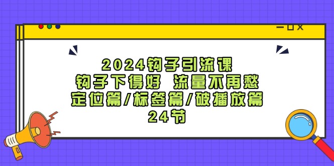 2024钩子引流课:钩子下得好流量不再愁,定位篇/标签篇/破播放篇/24节-财虎网络科技