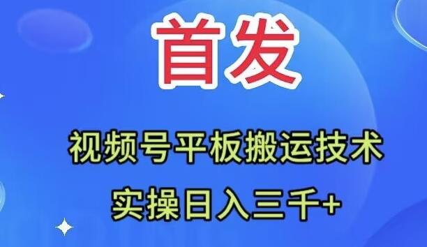 全网首发：视频号平板搬运技术，实操日入三千＋-财虎网络科技