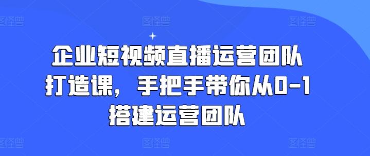 企业短视频直播运营团队打造课，手把手带你从0-1搭建运营团队-财虎网络科技