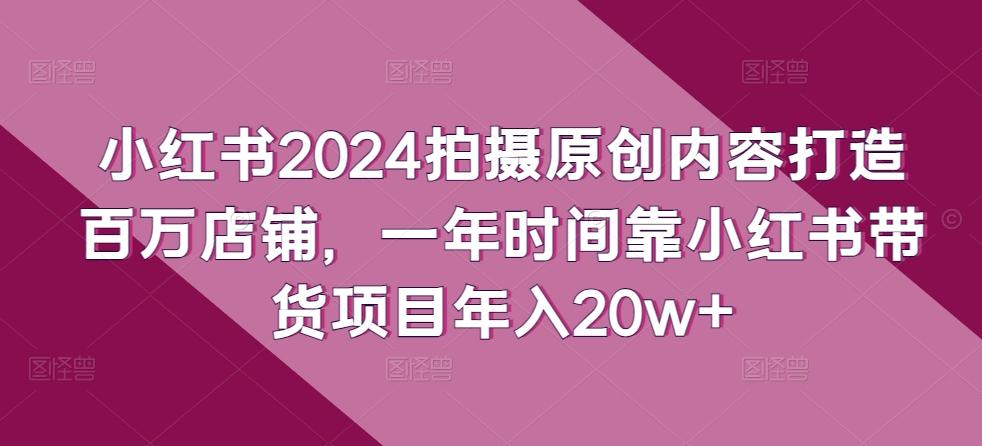 小红书2024拍摄原创内容打造百万店铺，一年时间靠小红书带货项目年入20w+-财虎网络科技