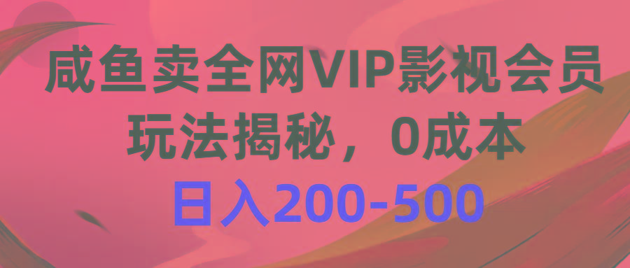 咸鱼卖全网VIP影视会员，玩法揭秘，0成本日入200-500-财虎网络科技