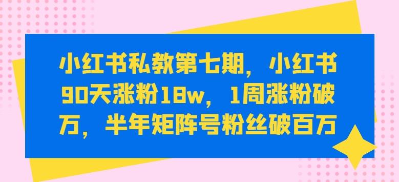 小红书私教第七期，小红书90天涨粉18w，1周涨粉破万，半年矩阵号粉丝破百万-财虎网络科技