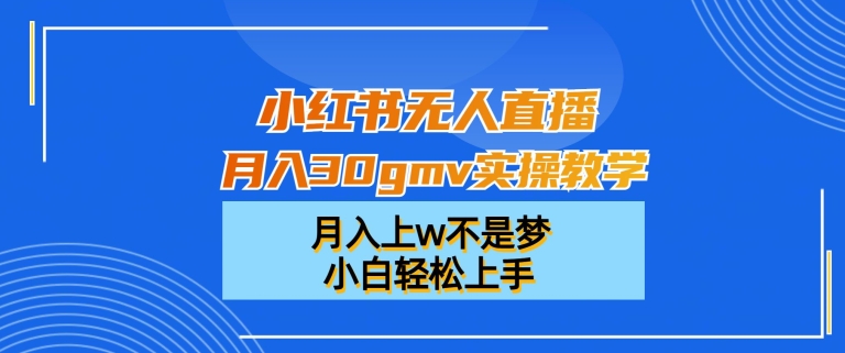 小红书无人直播月入30gmv实操教学，月入上w不是梦，小白轻松上手【揭秘】-财虎网络科技